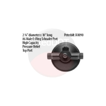 74R1806 inline receiver drier with Schrader service port and #6 male O-ring fittings
