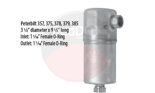 74R5061 A/C accumulator with female O-ring inlet and outlet for Peterbilt trucks