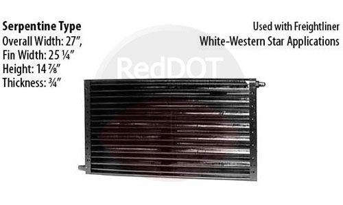 77R1100 serpentine A/C condenser for Freightliner and Western Star HVAC systems