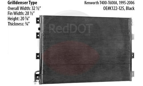 77R6957 grill-mounted A/C condenser for Kenworth T400 and T600 trucks