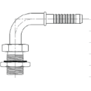 BT0-5096 90 degree bulkhead #12 hose to #10 female O-ring Air-O-Crimp fitting