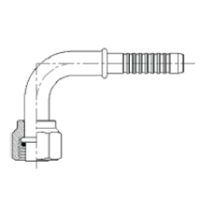 BT0-5100 90 degree #8 hose to #10 female O-ring Air-O-Crimp fitting