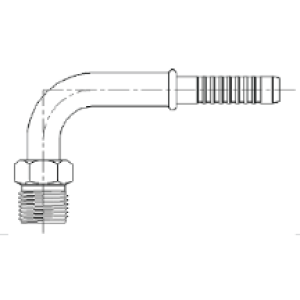 BT0-5123 90 degree #10 Air-O-Crimp to #8 male insert O-ring AC hose fitting