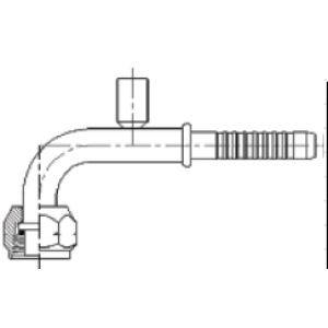 BT0-5141 90 degree #10 Air-O-Crimp hose fitting with M24 female metric port and 13mm service port