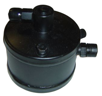 BT4-0108 receiver drier with #8 inlet, #6 outlet, and service port for mobile A/C systems