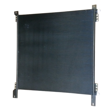 BT7-6273 parallel-flow aluminum condenser coil with #8 and #6 male insert O-ring fittings for Peterbilt trucks