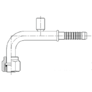 BT0-5113 90 degree #10 Air-O-Crimp hose fitting with #10 female O-ring and 1/4 inch port