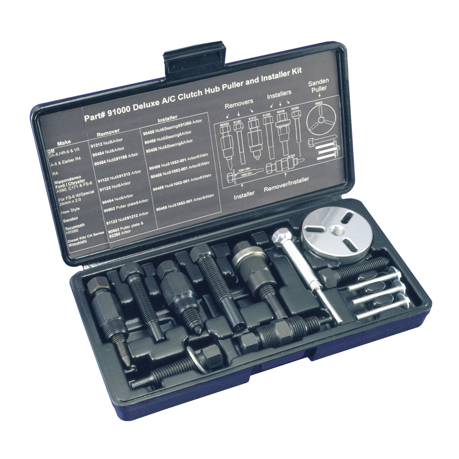 Mastercool 91000-A deluxe A/C clutch hub puller installer kit
