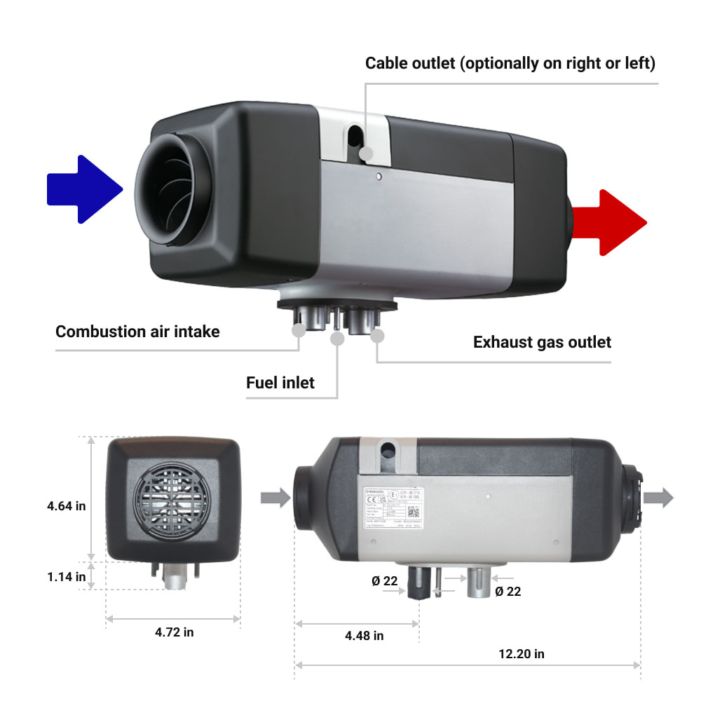 5012550A Webasto Air Top 2000 STC 12V diesel air heater kit with rheostat controller